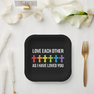 Assiettes En Carton S'aimer les uns les autres Fierté gay LGBTQ Rainbo