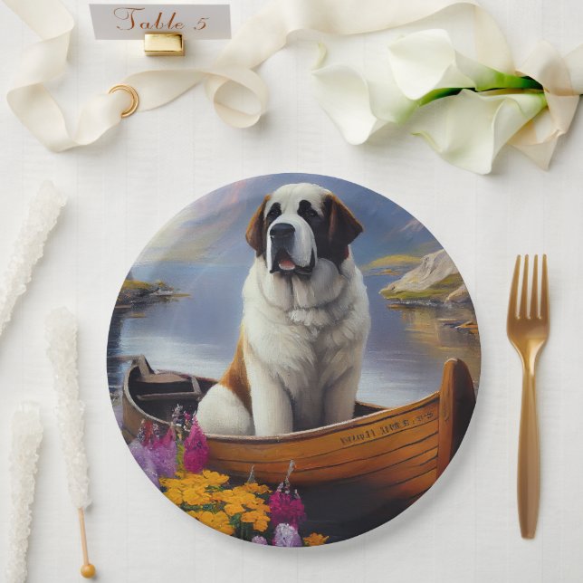 Assiettes En Carton Saint Bernard à la pagaie : Une aventure Pittoresq (Mariage)