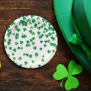 Assiettes En Carton Saint Patrick's Day Irlandais Shamrocks verts Clov