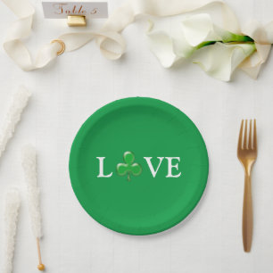 Assiettes En Carton Saint Patrick's Day Love Green Shamrock moderne