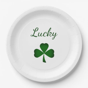 Assiettes En Carton Saint Patrick's Day Lucky Green Shamrock