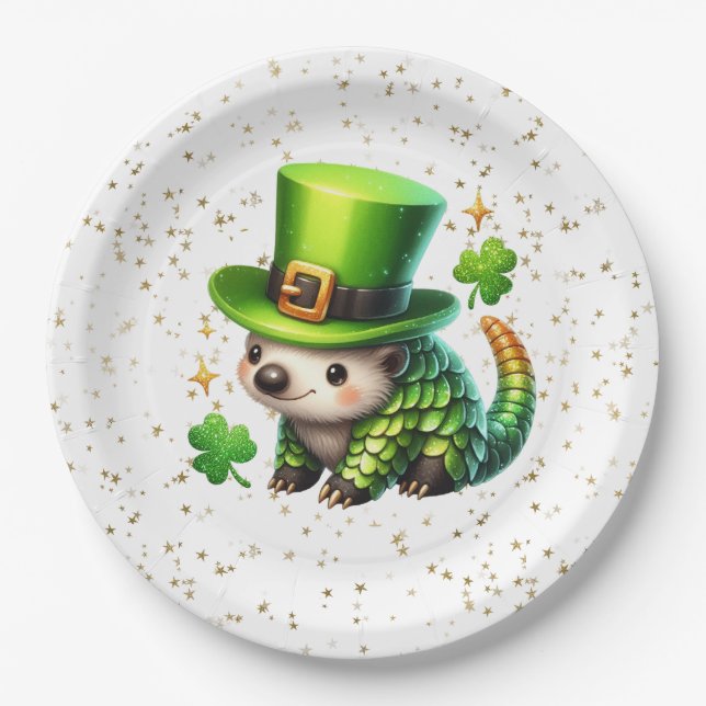 Assiettes En Carton Saint Patrick's Day Lucky Hedgehog (Devant)