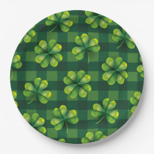 Assiettes En Carton Saint Patrick's Day Shamrock Plaid