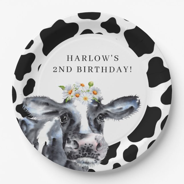 Assiettes En Carton Saint Vache Daisy Country Farm Anniversaire (Devant)