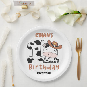 Assiettes En Carton Saint Vache Garçon 1er fête d'anniversaire