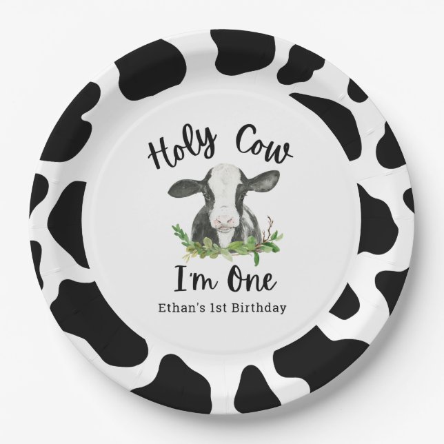 Assiettes En Carton Saint Vache Je suis une vache 1er fête d'anniversa (Devant)