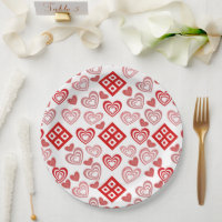 Saint Valentin Amour rose, rouge et Motif blanc