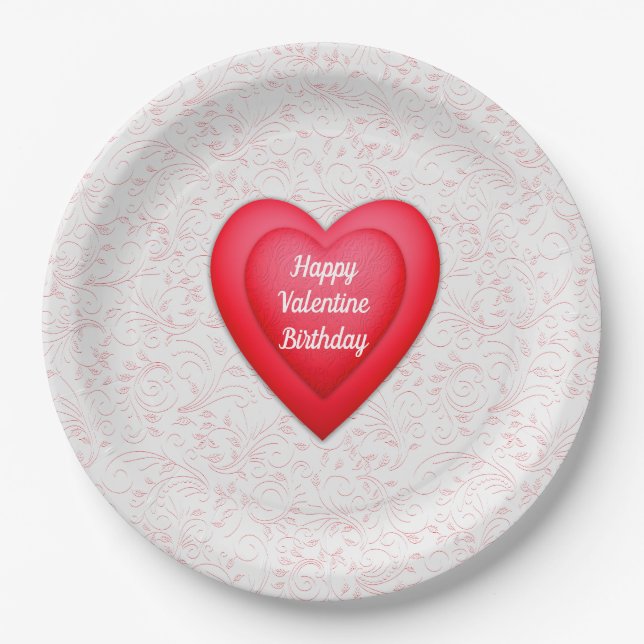 Assiettes En Carton Saint-Valentin Anniversaire Fancy Coeurs rouges Pe (Devant)