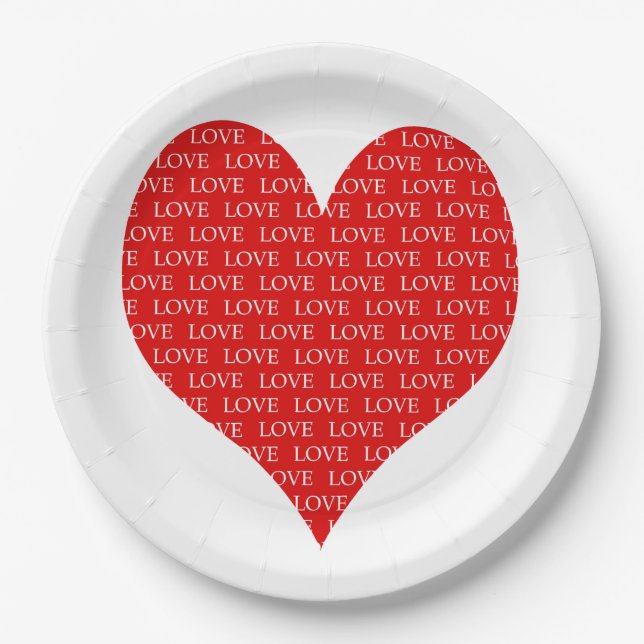 Assiettes En Carton Saint Valentin Coeur (Devant)
