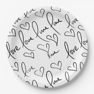 Assiettes En Carton Saint-Valentin Écriture Manuscrite Lettre D'amour