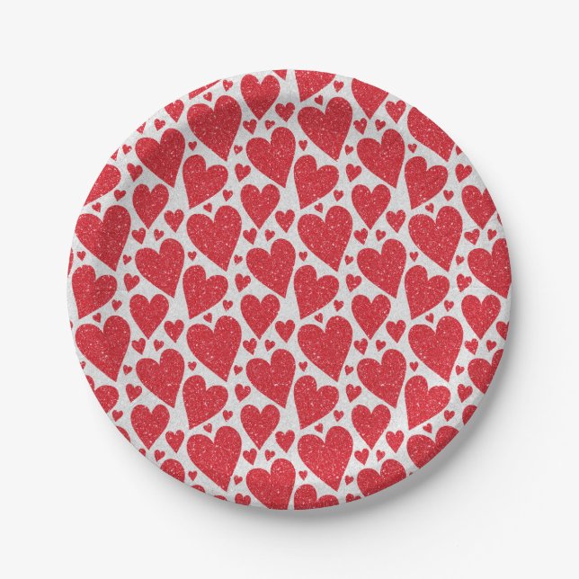 Assiettes En Carton Saint Valentin Mariage Rouge Blanc Parties scintil (Devant)