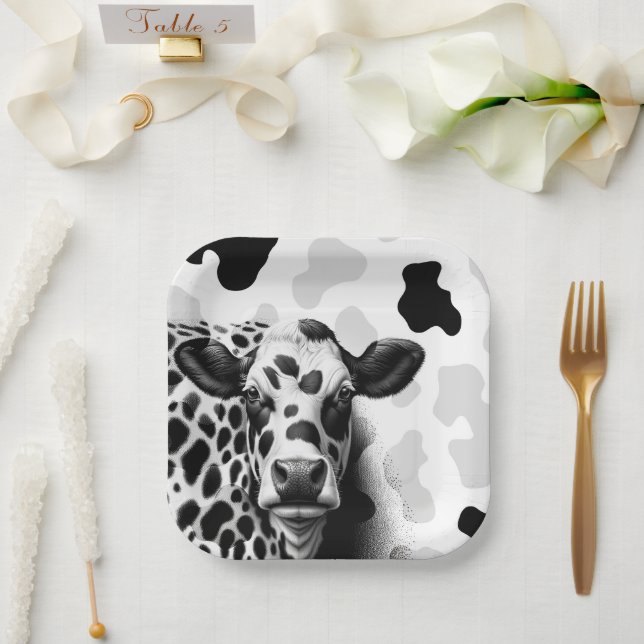 Assiettes En Carton Sainte vache ! Fête d'anniversaire du pays noir et (Mariage)