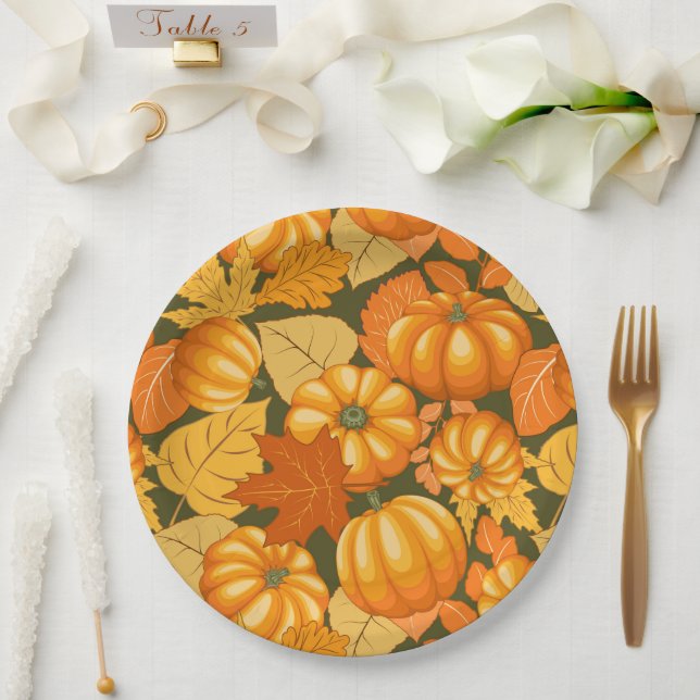 Assiettes En Carton Saison d'automne Halloween Citrouille Motif (Mariage)