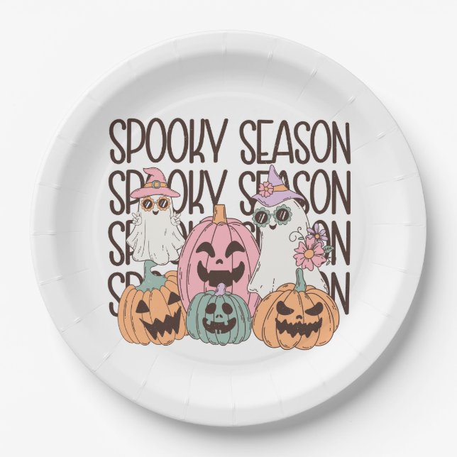 Assiettes En Carton Saison Éffrayante d'Halloween (Devant)