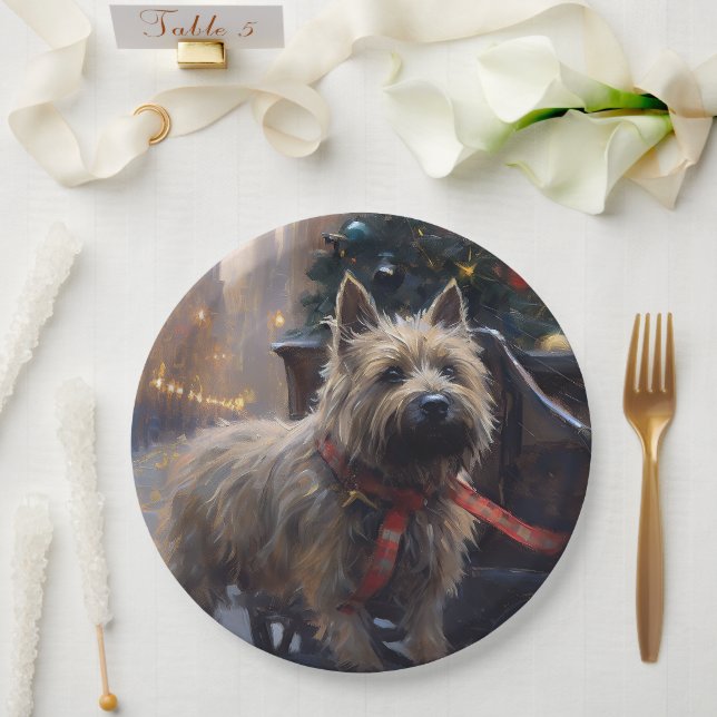 Assiettes En Carton Saison Festive de Noël à Cairn Terrier (Mariage)