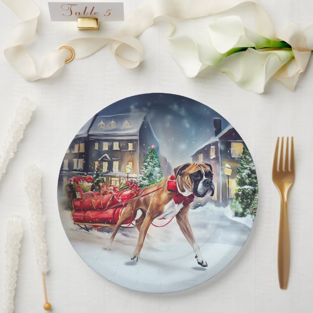 Assiettes En Carton Saison Festive de Noël de Boxer (Mariage)