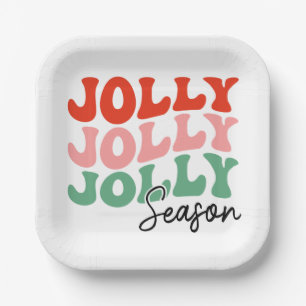 Assiettes En Carton Saison Jolly Jolly Saison Retro Typographie de vac