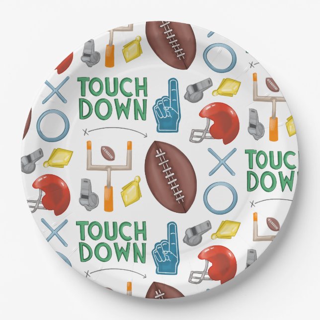 Assiettes En Carton Saison XO Football Toucher Premier Tailgate Down (Devant)