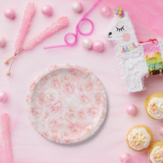 Assiettes En Carton Sakura en fleurs de cerisier Papier Dessous de ver (Fête)