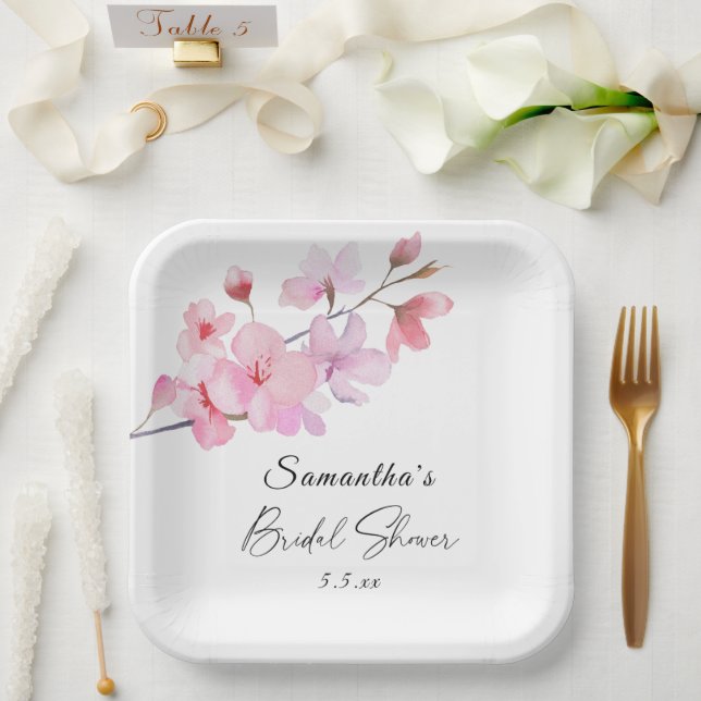 Assiettes En Carton Sakura - Mariage douche nuptiale (Mariage)