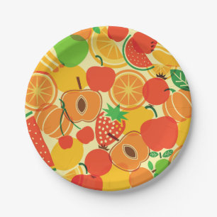Assiettes En Carton salade de fruits tropicaux agrumes pomme fraise