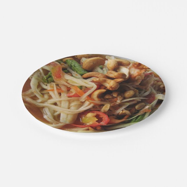 Assiettes En Carton Salade de Papaya épicée Ayutthaya [Som Tam] avec C (Angle)