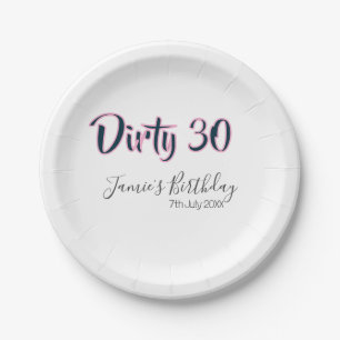 Assiettes En Carton Sale 30 joyeux anniversaire nom date rose gris cal