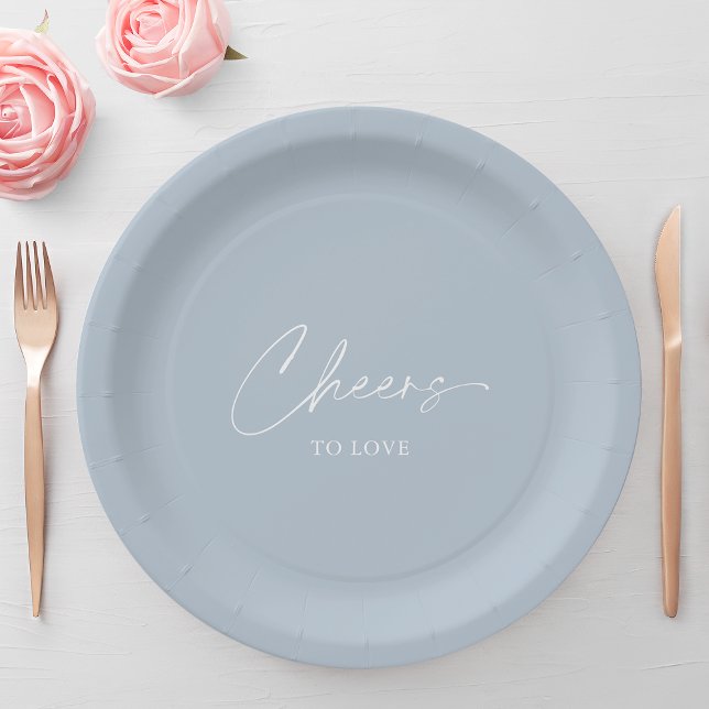 Assiettes En Carton Salut à l'amour - Dusty Mariage bleu (Créateur téléchargé)