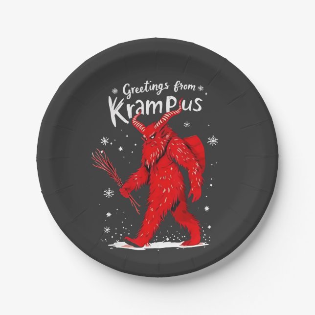 Assiettes En Carton Salutation de Noël de Krampus Xmas (Devant)