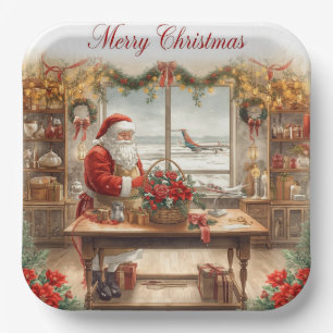 Assiettes En Carton Salutation Santa Claus de l'aéroport