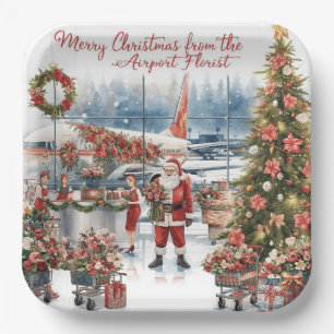 Assiettes En Carton Salutation Santa Claus de l'aéroport