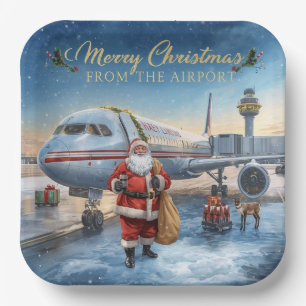 Assiettes En Carton Salutation Santa Claus de l'aéroport