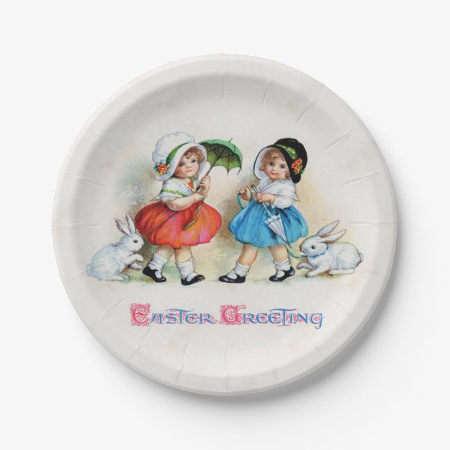 Assiettes En Carton Salutations de Pâques (Devant)
