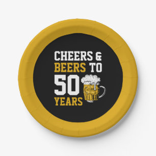 Assiettes En Carton Salutations et bières à 50 ans 50e anniversaire