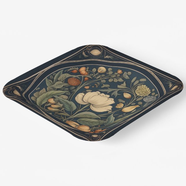 Assiettes En Carton Samhain Botanique Rétro / Plaques de fête d'Hallow (Angulaire)