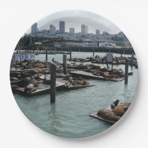 Assiettes En Carton San Francisco et Pier 39 Sea Lions City Skyline