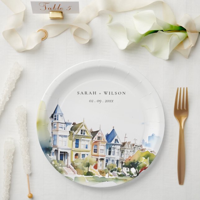 Assiettes En Carton San Francisco Painted Ladies Landscape Wedding (Mariage)