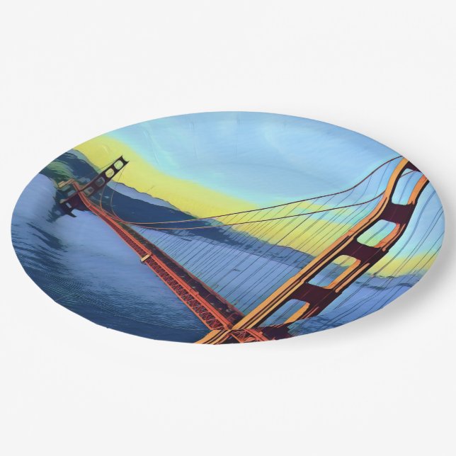 Assiettes En Carton San Francisco - PORTE D'OR - Pont (Angle)