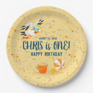 Assiettes En Carton Sand château plage amusant bébé garçon fête d'anni