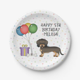 Assiettes En Carton Sanglier à poil dur Dachshund Chien - Anniversaire