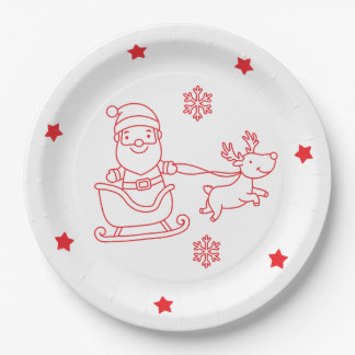 Assiettes En Carton santa and reindeer christmas