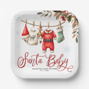 Assiettes En Carton Santa Bébé Baby Shower de Noël d'Hiver