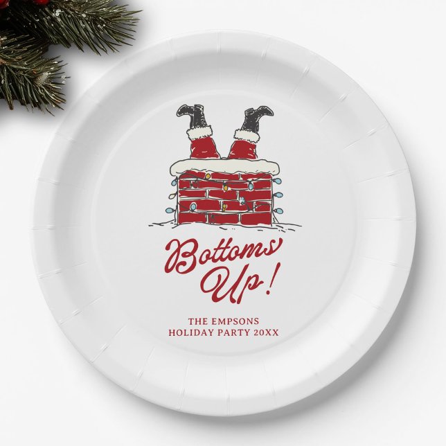 Assiettes En Carton Santa Bottoms Up Funny Holiday Party (Créateur téléchargé)