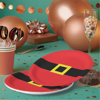 Assiettes En Carton Santa Claus Belly Belt Buckle Red Funny Christmas