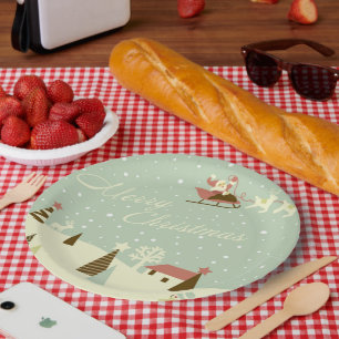 Assiettes En Carton Santa Claus Joyeux Plaque de papier de Noël