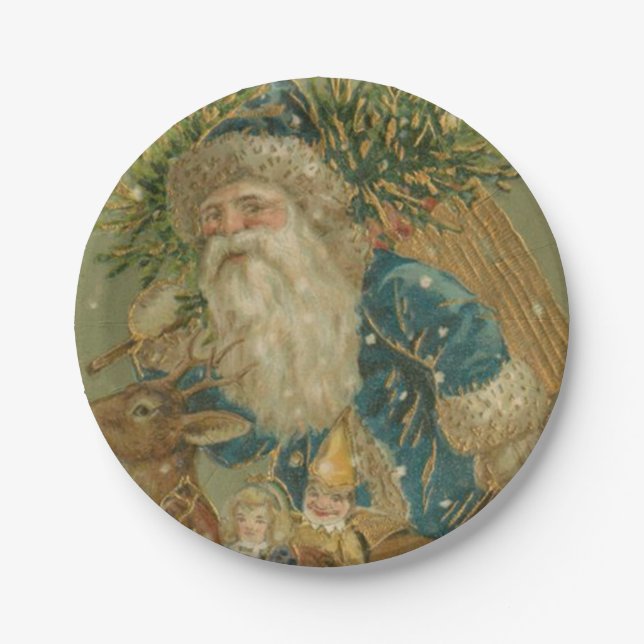 Assiettes En Carton Santa Claus rétro des années 1900 (Devant)