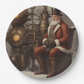 Assiettes En Carton Santa Claus Steampunk Design de Noël