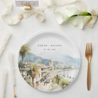 Assiettes En Carton Santa Marta Colombia Watercolor Landscape Wedding