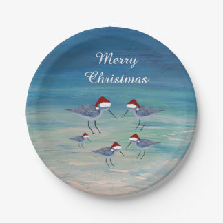 Assiettes En Carton Santa Sandpipers Christmas Holiday party paper