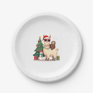 Assiettes En Carton Santa Xmas Funny Llama Sloth Christmas (2)